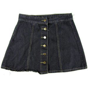 SALE! Denim Flare Buttons Black Short Mini Skirt